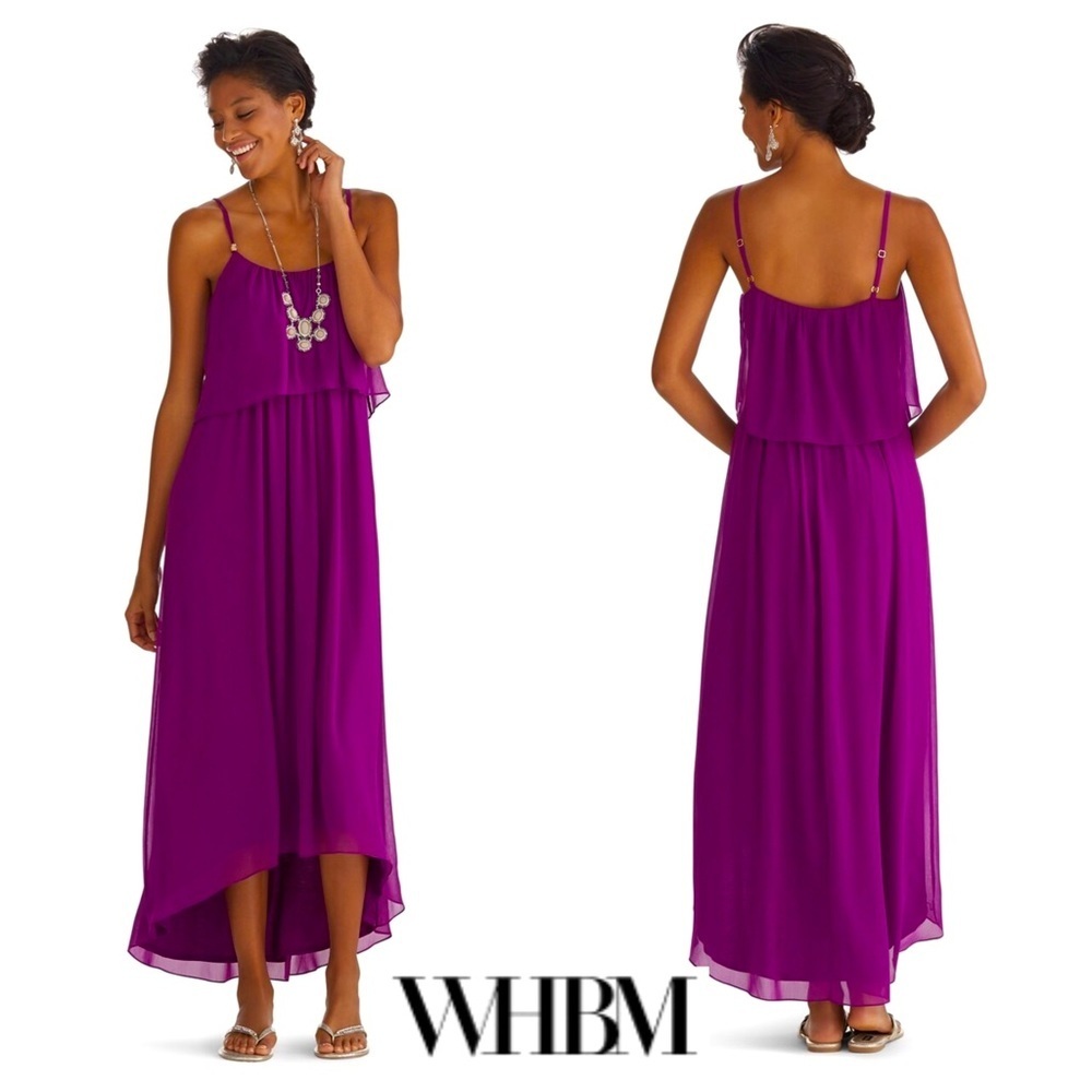White House Black Market | Ruffle Flounce High-Low Maxi Dress - Elegant-Feminine